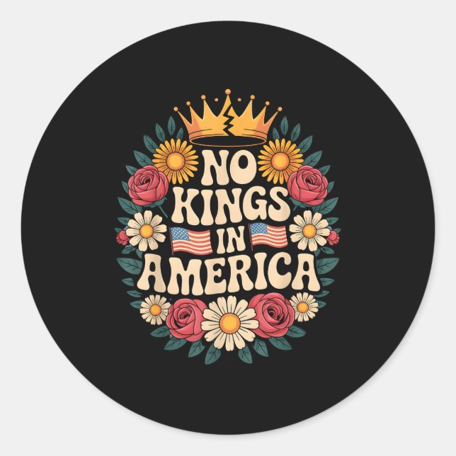 No Kings In America Patriotic Democracy Dom Retro  Runder Aufkleber (Vorderseite)