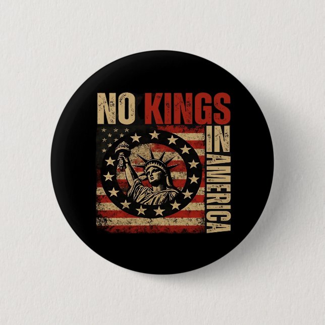 No Kings In America Patriotic Grunge Classic Vinta Button (Vorderseite)