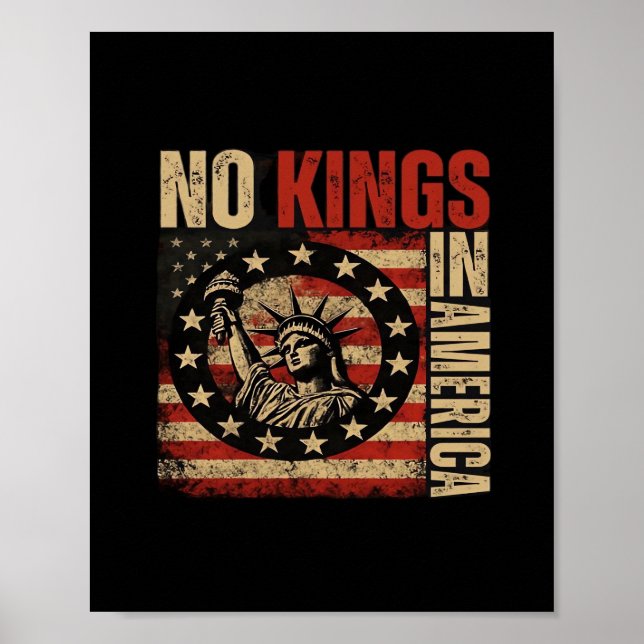 No Kings In America Patriotic Grunge Classic Vinta Poster (Vorne)