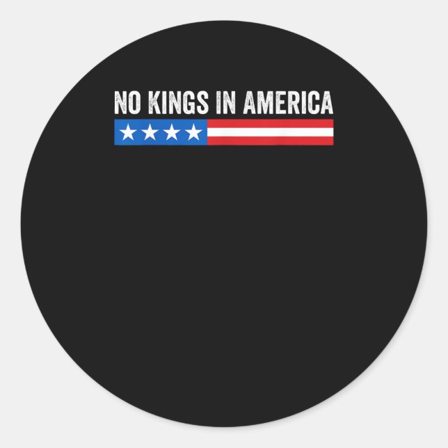 No Kings In America Patriotic Style Runder Aufkleber (Vorderseite)
