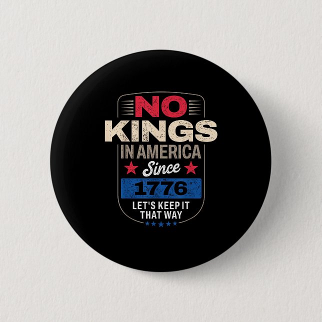 No Kings In America Retro Classic Button (Vorderseite)