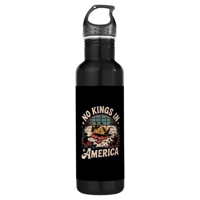 No Kings In America Retro Classic Edelstahlflasche (Vorderseite)