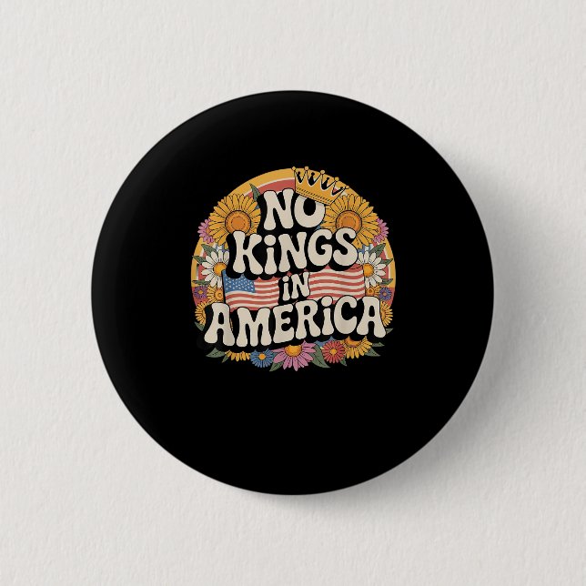 No Kings In America Since 1776 Distressed USA Flag Button (Vorderseite)