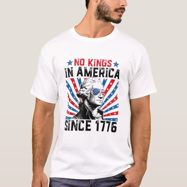 No Kings in America Since 1776 Distressed USA Flag T-Shirt (Vorderseite)
