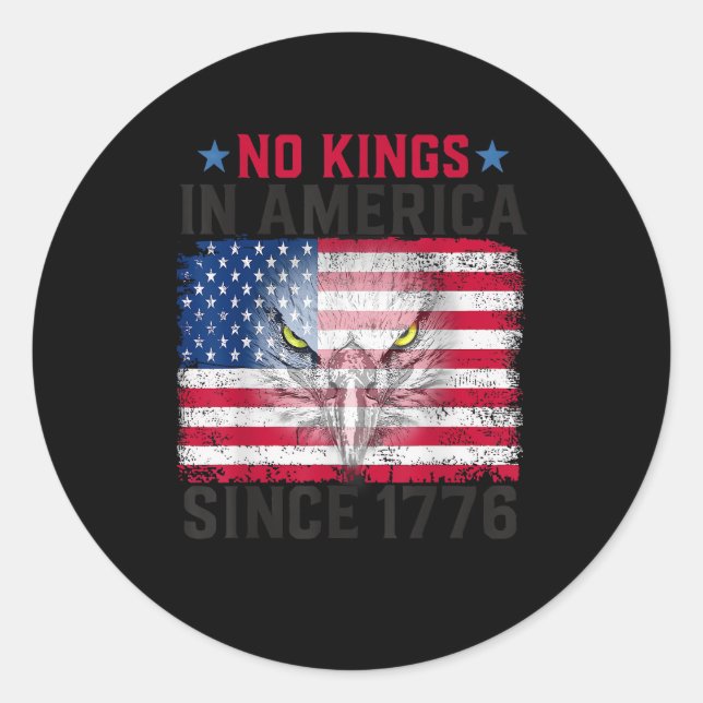 No Kings In America Since 1776 Freedom Creative De Runder Aufkleber (Vorderseite)