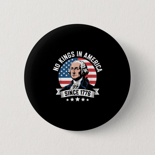 No Kings In America Since 1776 Funny Crown Button (Vorderseite)