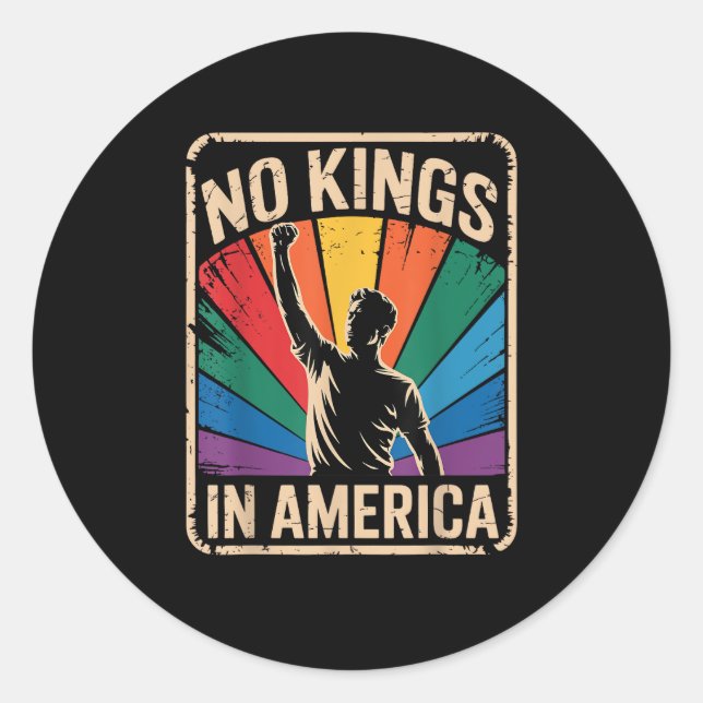 No Kings In America Since 1776 Patriotic Style Runder Aufkleber (Vorderseite)