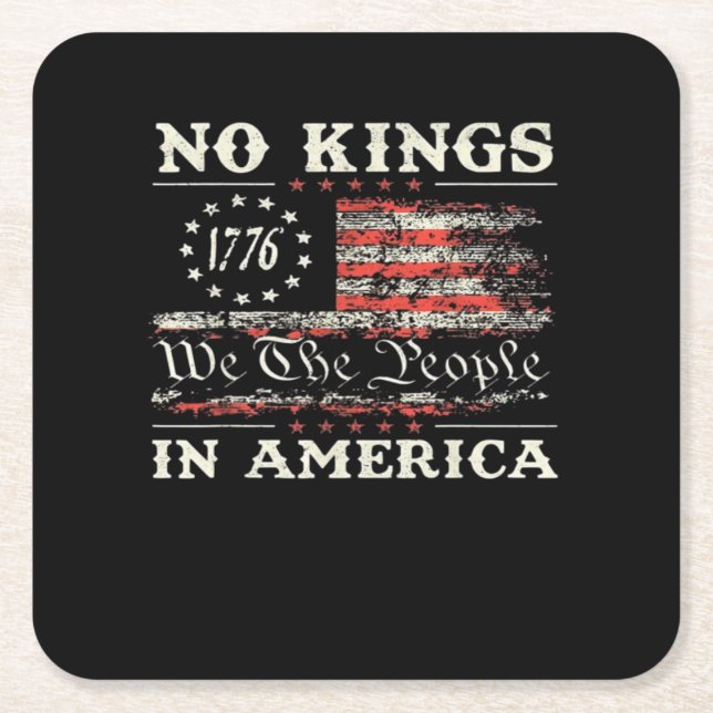 No Kings In America United States Independence Cla Rechteckiger Pappuntersetzer (Vorderseite)
