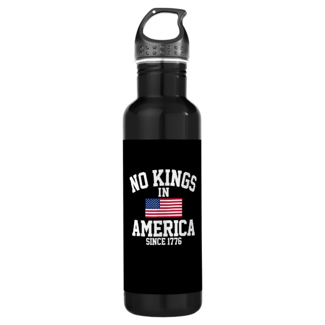 No Kings In America USA Flag Retro Cool Style Edelstahlflasche (Vorderseite)