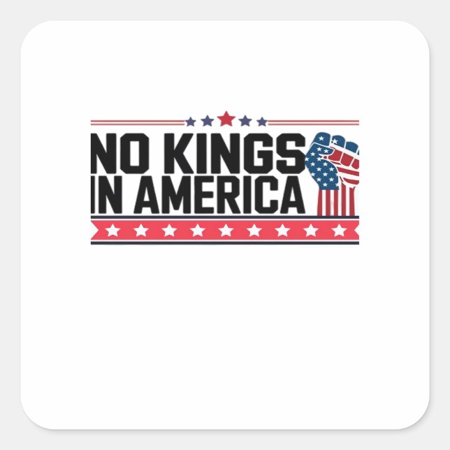 No Kings In America USA Minimal Clean Quadratischer Aufkleber (Vorderseite)