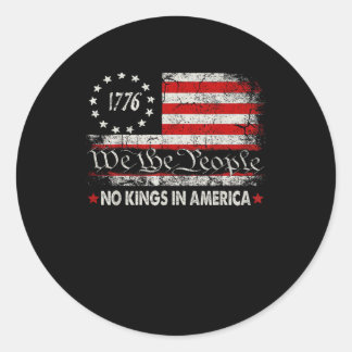 No Kings In America We The People Retro Cool Runder Aufkleber