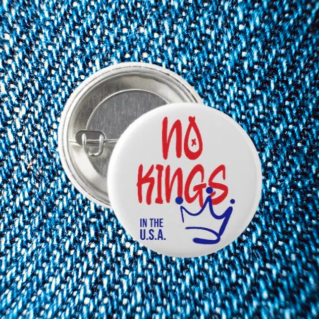 No Kings in the U.S.A. Button - Red & Blue Bold (Von Creator hochgeladen)
