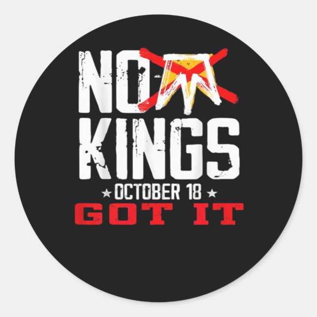 No Kings It Classic Minimal Design Runder Aufkleber (Vorderseite)