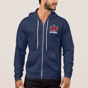 No Kings Minimalist Design Reißverschluss Hoodie