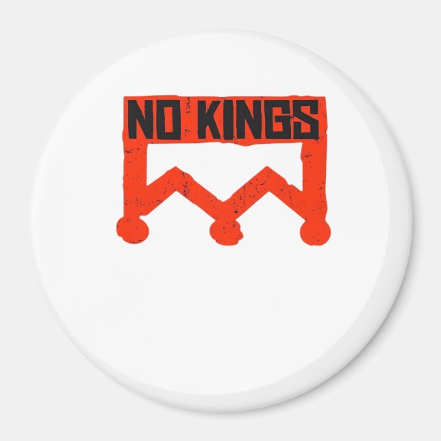 No Kings Protest Graphic Grunge Crown  American Cl Magnet (Vorne)