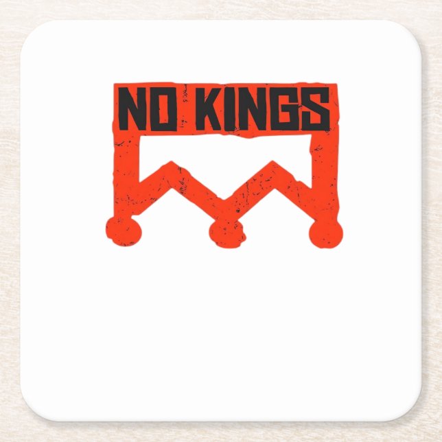 No Kings Protest Graphic Grunge Crown  American Cl Rechteckiger Pappuntersetzer (Vorderseite)