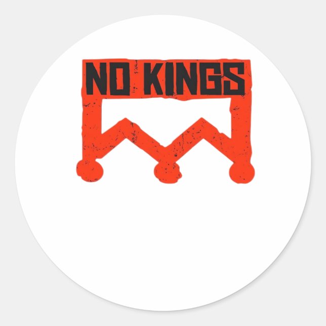No Kings Protest Graphic Grunge Crown  American Cl Runder Aufkleber (Vorderseite)