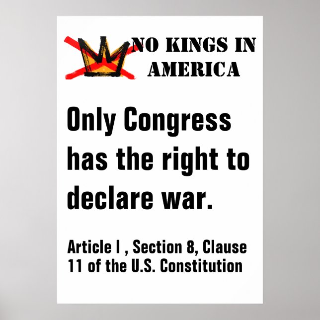 No Kings Protest poster - Right to Declare War (Vorne)