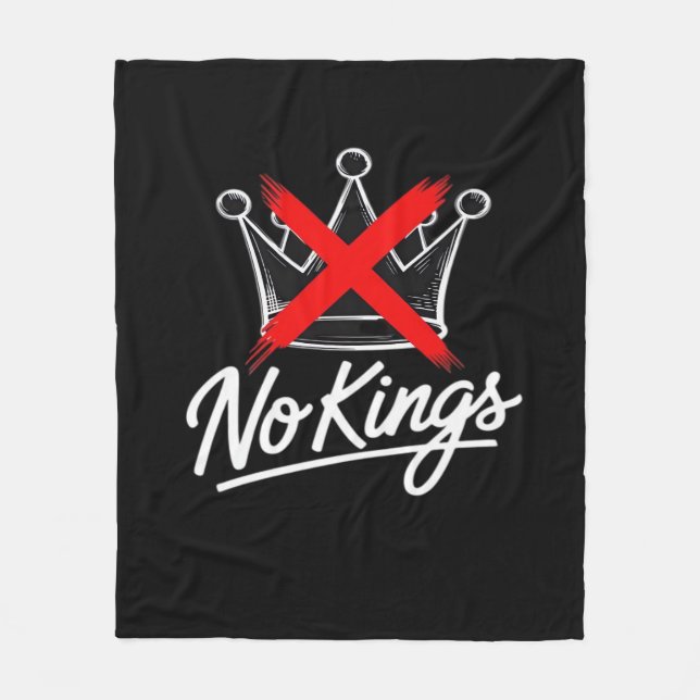 No Kings Simple Crown With Cross Artistic Design Fleecedecke (Vorderseite)