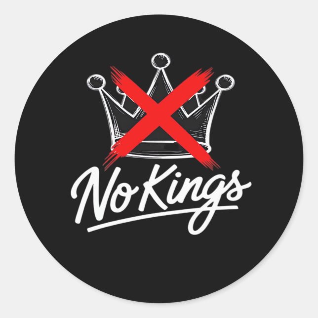 No Kings Simple Crown With Cross Artistic Design Runder Aufkleber (Vorderseite)