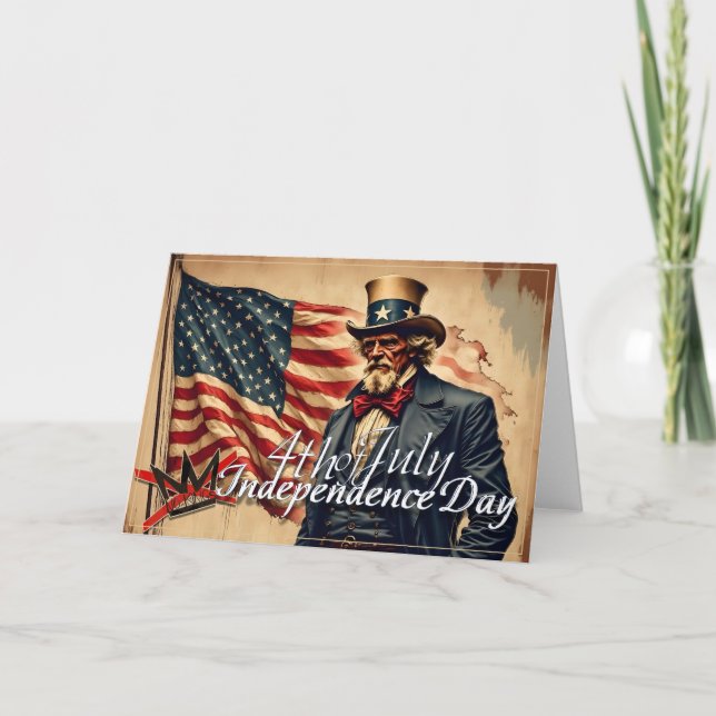 No Kings Uncle Sam Independence Day Art Dankeskarte (Vorderseite)