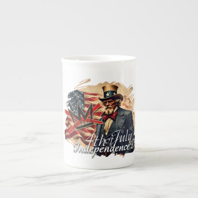 No Kings Uncle Sam Independence Day Art Prozellantasse (Vorderseite)