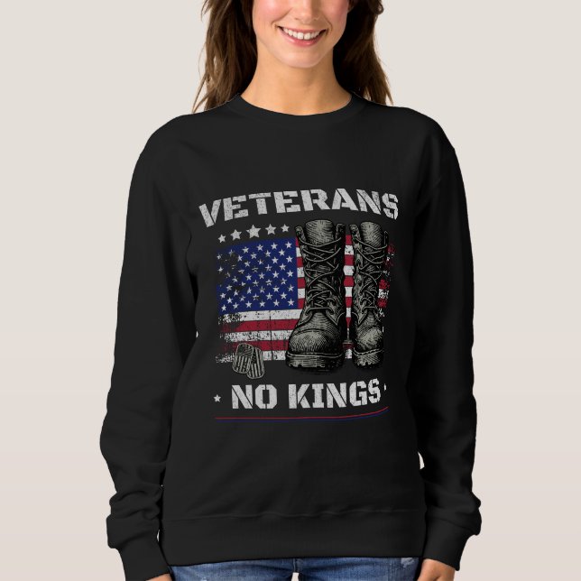 No Kings Veterans American Flag Combat Boots USA Sweatshirt (Vorderseite)