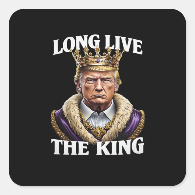 No Kings Vintage Long The King  Quadratischer Aufkleber (Vorderseite)