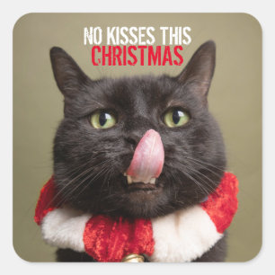 No Kisses Diese Weihnachts Funny Congue Quadratischer Aufkleber