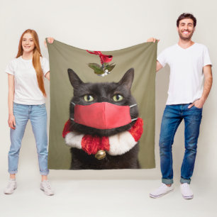 No Kisses Diese Weihnachtskatze im Gesicht Maske Fleecedecke
