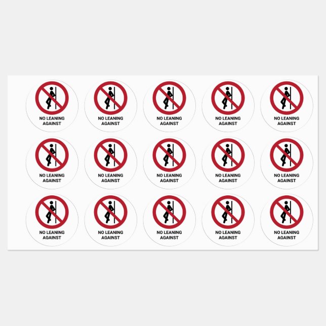 No Leaning Against, Prohibition Sign Etiketten (Blatt)