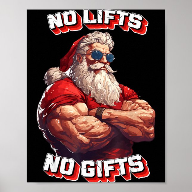 No Lifts No Bodybuilder Fitness Santa Christmas  Poster (Vorne)
