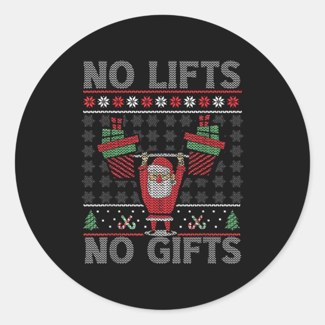 No Lifts No Christmas Gym Ugly Santa  Runder Aufkleber (Vorderseite)