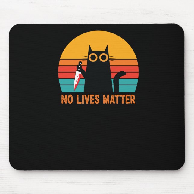 No Lives - Funny Halloween Cat Sticker Mousepad (Vorne)