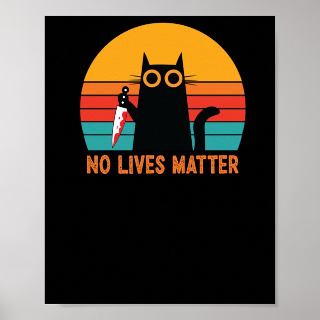 No Lives - Funny Halloween Cat Sticker Poster (Vorne)
