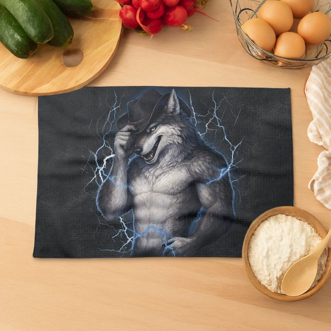 No More Mr Nice Guy Funny Alpha Wolf Meme Brainrot Geschirrtuch (Von Creator hochgeladen)