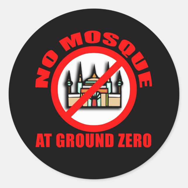 NO MOSQUE am Ground Zero Tshirts, Tasten Runder Aufkleber (Vorderseite)