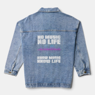 No Music No Life Disk Jockey Musiker Songwriter Jeansjacke