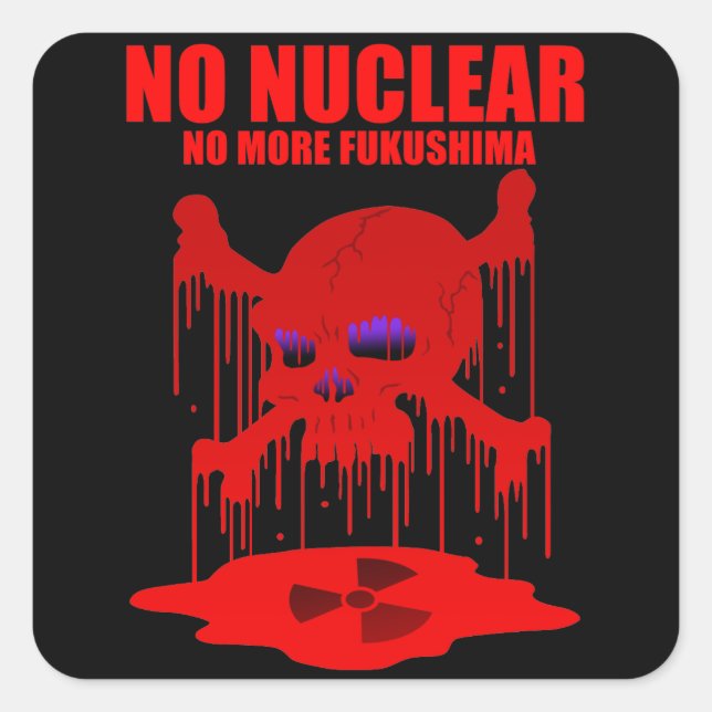 NO NUCLEAR 2 QUADRATISCHER AUFKLEBER (Vorderseite)