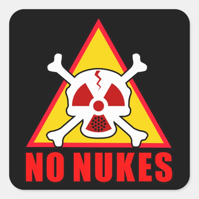 NO NUKES! QUADRATISCHER AUFKLEBER (Vorderseite)