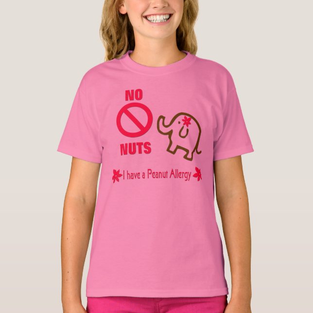 No Nuts Peanut Allergy Niedlich Elephant T - Shirt (Vorderseite)