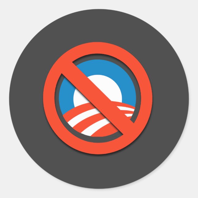 NO "O" / No Obama Runder Aufkleber (Vorderseite)