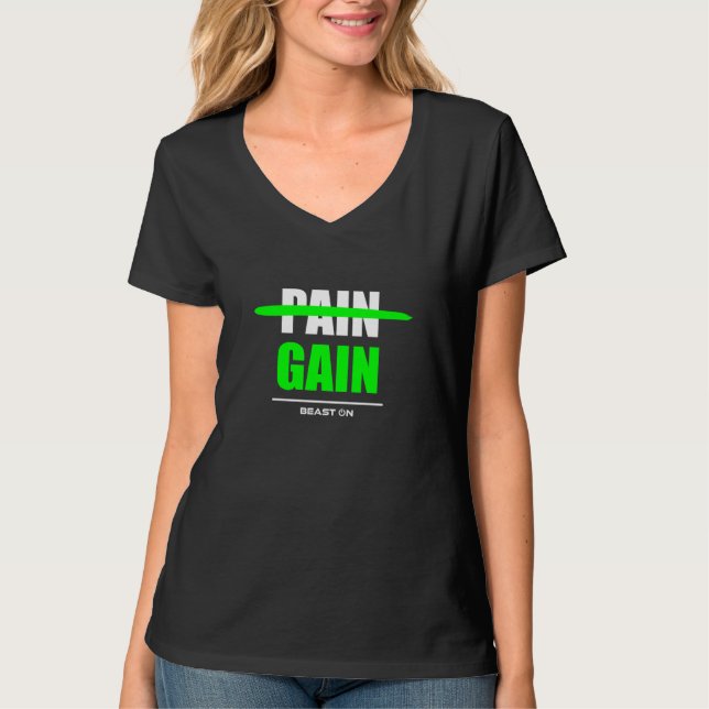 No Pain no Gain green Workout Fitness Motivation G T-Shirt (Vorderseite)