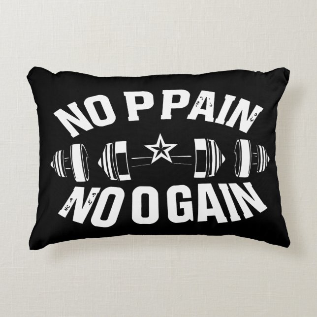 No Pain No Gain Workout Barbell Dekokissen (Vorderseite)