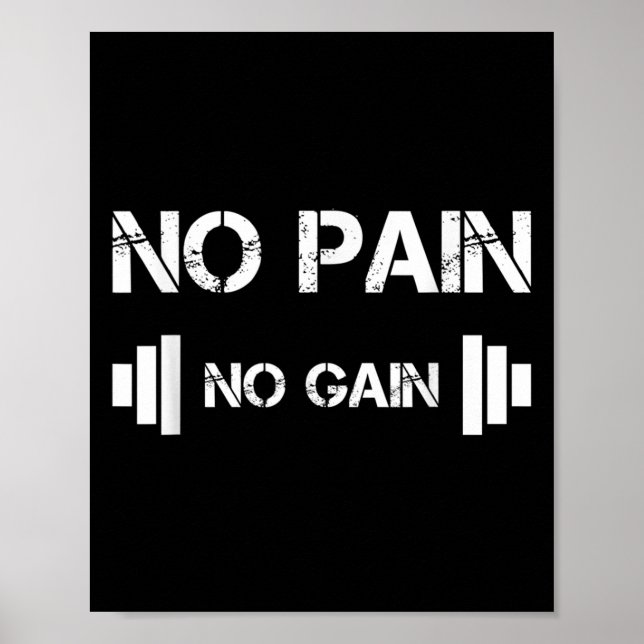 No Pain No Gain Workout Motivation  Poster (Vorne)