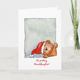 No Peeking Grandtochter - Weihnachtswasserfarbe Feiertagskarte
