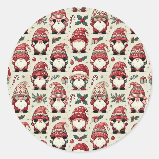 No Peeking Illustrated Gnome Christmas Stickers (Vorderseite)