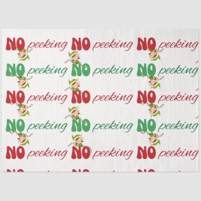 NO Peeking Naughty Elf Weihnachten Seidenpapier (Vorderseite)