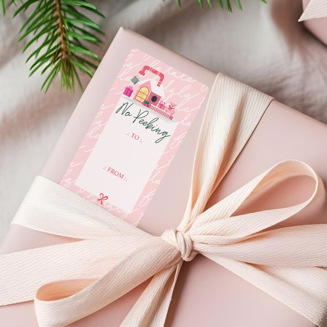 No Peeking Pink Christmas Elf Toy Workshop Fa La  (No Peeking Pink Christmas Elf Toy Workshop Fa La Label)