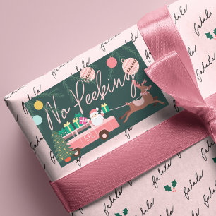No Peeking Pink Christmas Van Santa & Reindeer Rechteckiger Aufkleber